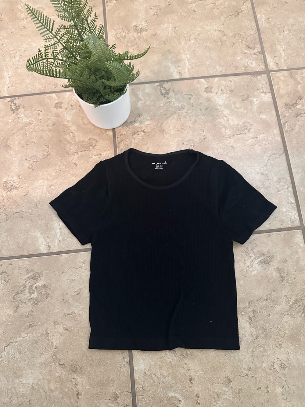 BLACK RIBBED CROP TOP
